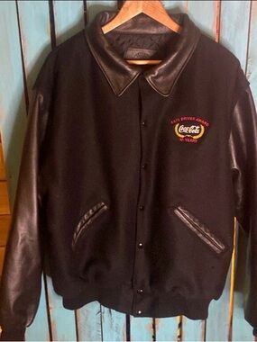 Heavy Duty Leather Company varsity jacket Coca Cola safe driver XXL black USA